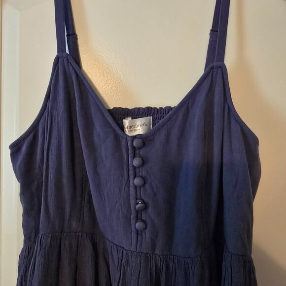 Motherhood Maternity Blue Sleeveless Tank Maxi Dress Small Flowy Button Gauze S - Picture 4 of 16